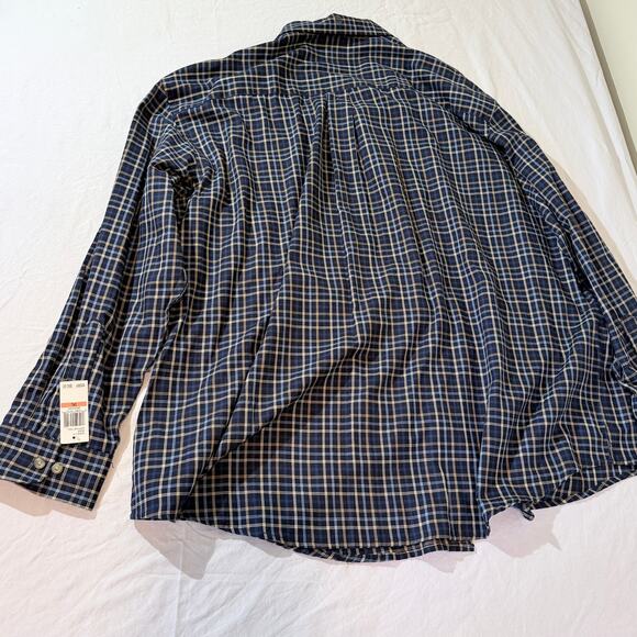 Arrow 3XL Mens Plaid Button Down Shirt NWT Midnight Blue Casual Long Sl - Picture 2 of 4